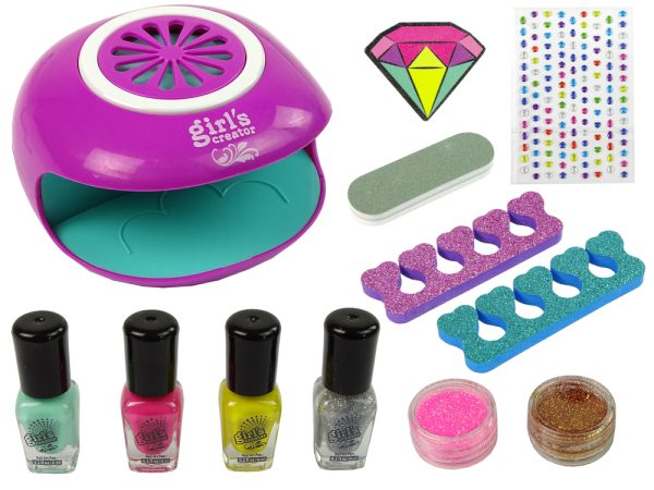 Nail Polish Set Hairdryer Diamonds Glitter