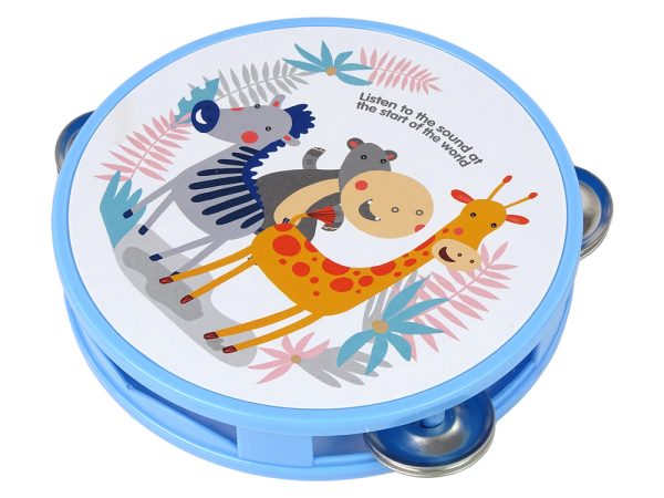 Musical Tambourine Drum for Children Green Animals