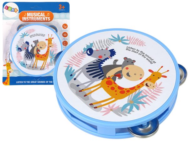 Musical Tambourine Drum for Children Green Animals