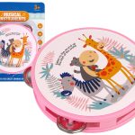 Musical Tambourine Drum for Children Green Animals