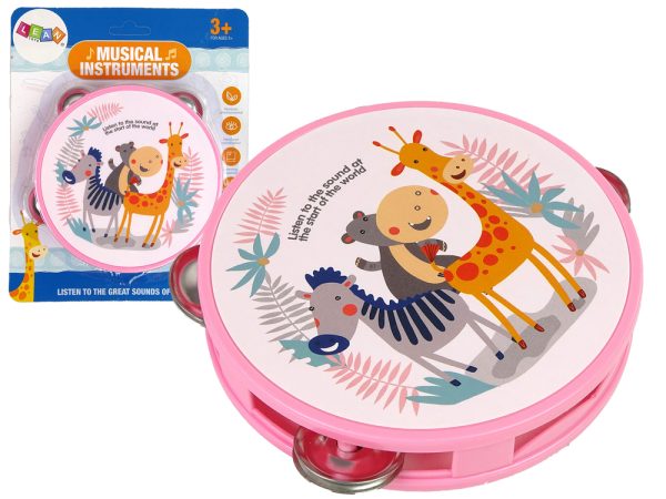 Musical Tambourine Drum for Children Green Animals