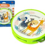 Musical Tambourine Drum for Children Green Animals