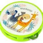 Musical Tambourine Drum for Children Green Animals