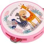 Musical Tambourine Drum for Children Green Animals
