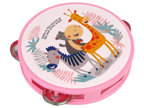 Musical Tambourine Drum for Children Green Animals