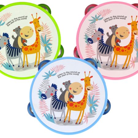 Musical Tambourine Drum for Children Green Animals