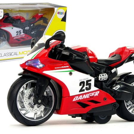 Sports Motorcycle Red 1:12 Pull-Back Drive Sound Lights