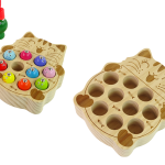 Wooden Fish Catching Game 2 Fishing Rods Kitten
