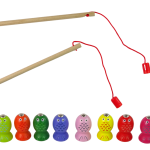 Wooden Fish Catching Game 2 Fishing Rods Kitten