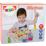 Wooden Fish Catching Game 2 Fishing Rods Kitten