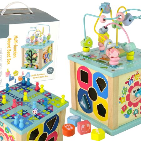 Wooden Educational Cube Sorter Labyrinth Game Clock Chinoiserie