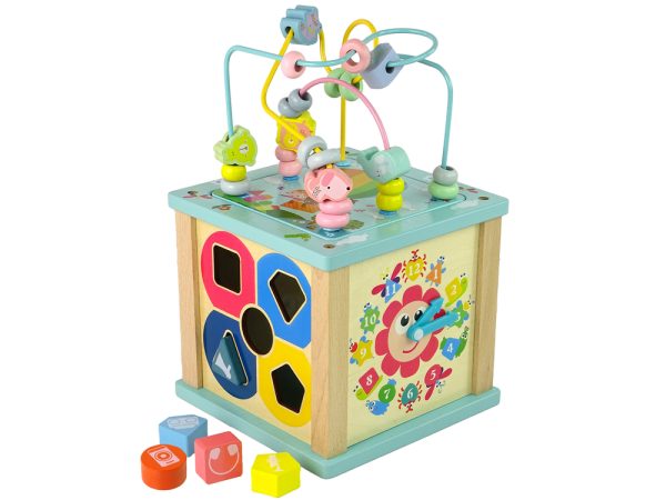 Wooden Educational Cube Sorter Labyrinth Game Clock Chinoiserie
