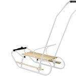 Metal Sled with Push Bar Backrest White