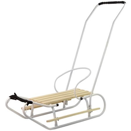 Metal Sled with Push Bar Backrest White