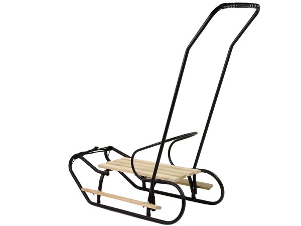 Metal Sled with Push Bar Backrest Strap Black