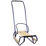 Metal Sled with Push Bar Backrest Strap Blue