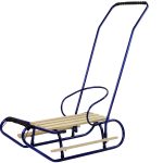 Metal Sled with Push Bar Backrest Strap Blue