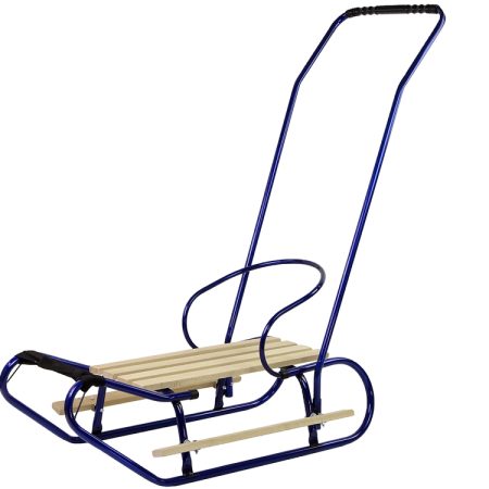 Metal Sled with Push Bar Backrest Strap Blue