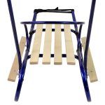 Metal Sled with Push Bar Backrest Strap Blue