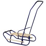 Metal Sled with Push Bar Backrest Strap Blue