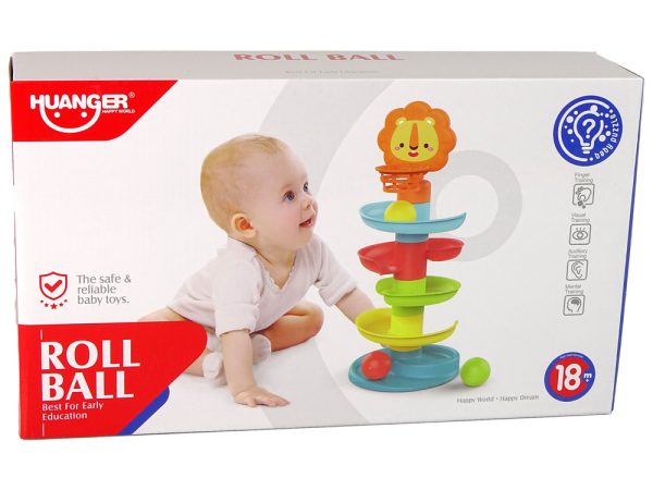 Educational Ball Slide Sorter 5 Levels Lion Basket For Babies
