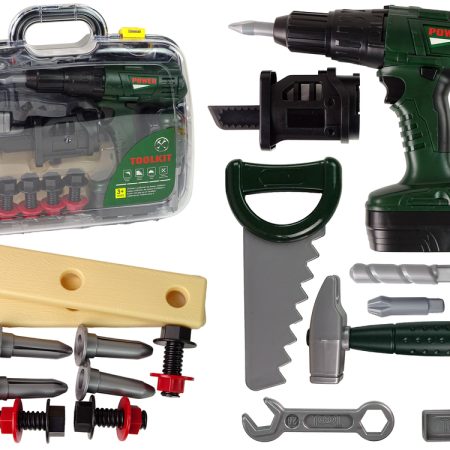 DIY Kit in a Suitcase Screwdriver with Batteries Green