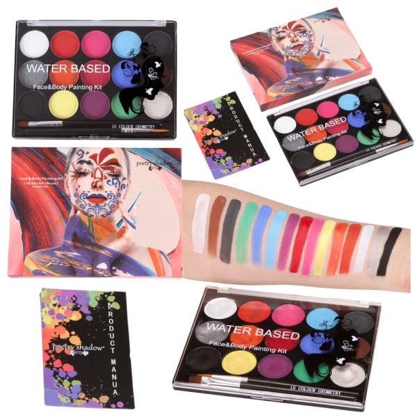Face and Body Paints 15 Colors 2 Brushes