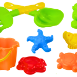 Set for Sand, Bucket, Strainer, Molds, 8 pieces, Colorful