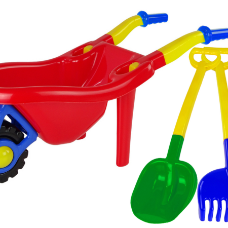 Children's Garden Wheelbarrow Shovel Rake Colorful Set 3 pcs.