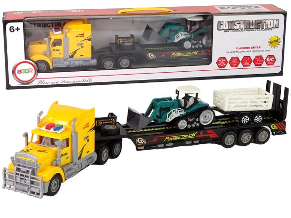 Vehicle Set Yellow Truck 60 cm Excavator with trailer  Remote-controlled R/C