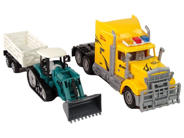 Vehicle Set Yellow Truck 60 cm Excavator with trailer  Remote-controlled R/C