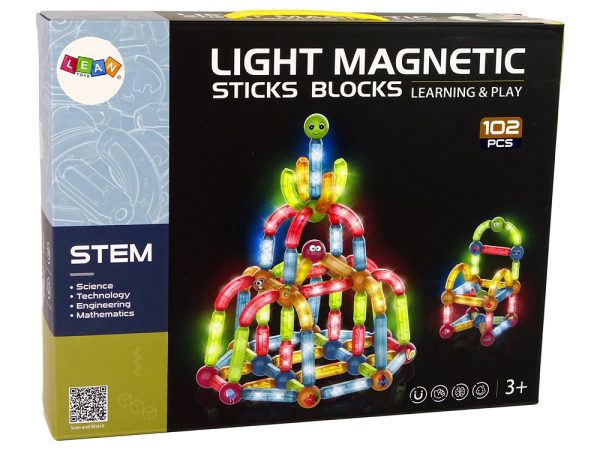 Luminous Educational Magnetic Blocks Set of 102 Elements