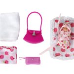 Lucy Doll Set Pregnant Baby Stroller Long Brown Hair