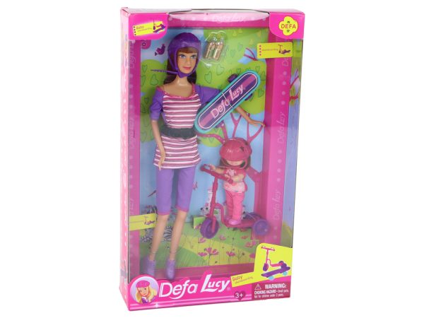 Lucy Doll Set Purple Scooter Skateboard Helmets