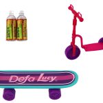 Lucy Doll Set Purple Scooter Skateboard Helmets