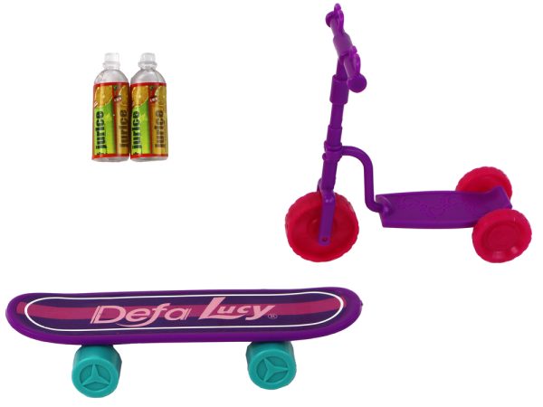 Lucy Doll Set Pink Scooter Skateboard Helmets