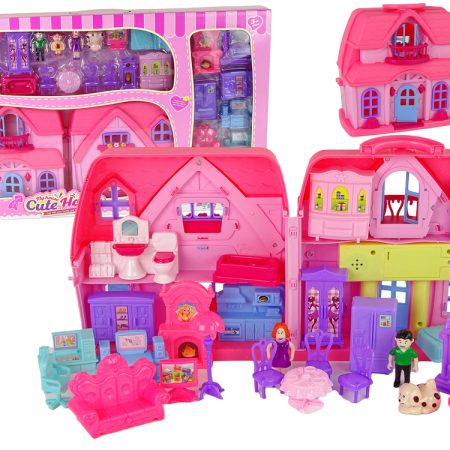 Set Villa Cottage with Lights Plastic Pink