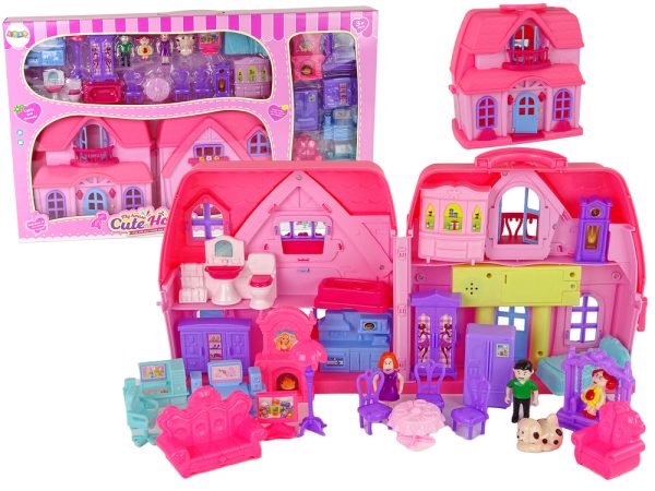 Set Villa Cottage with Lights Plastic Pink