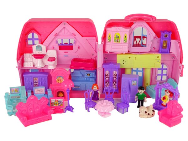 Set Villa Cottage with Lights Plastic Pink
