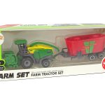 Harvester with Trailer Agricultural Machine Green Red