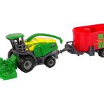 Harvester with Trailer Agricultural Machine Green Red