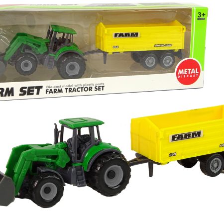 Small Green Tractor With Yellow Trailer