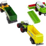 Set of Agricultural Machinery Tractors with Trailers and Harvester