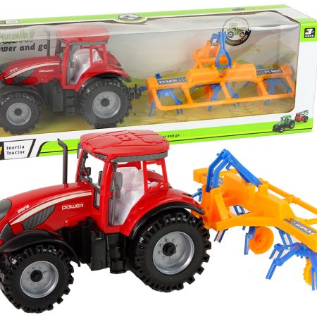 Red Tractor with Rake Friction Drive