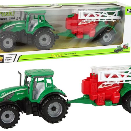 Green Farm Tractor with Red and Green Sprayer Fricative Drive