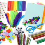 Little Artist's Creative Set Stickers Pompoms Feathers Glitter