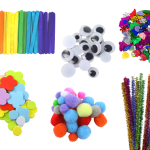 Little Artist's Creative Set Stickers Pompoms Feathers Glitter
