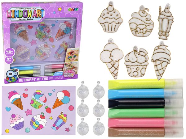 Creative Set Stained Glass Window Fusing Paint Ice Cream Sweets 3D