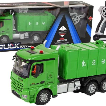 Green Remote Controlled Garbage Truck Remote Control 2.4G Lights Sound