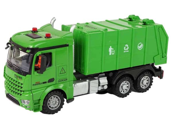 Green Remote Controlled Garbage Truck Remote Control 2.4G Lights Sound